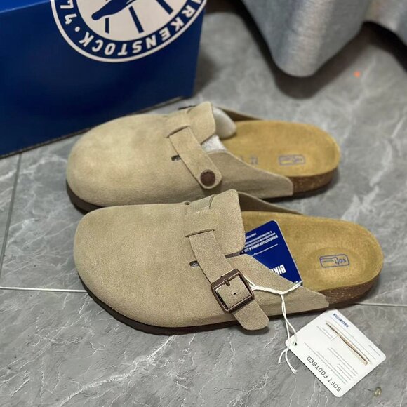 Birkenstock Taupe Suede Clogs - Picture 3 of 4